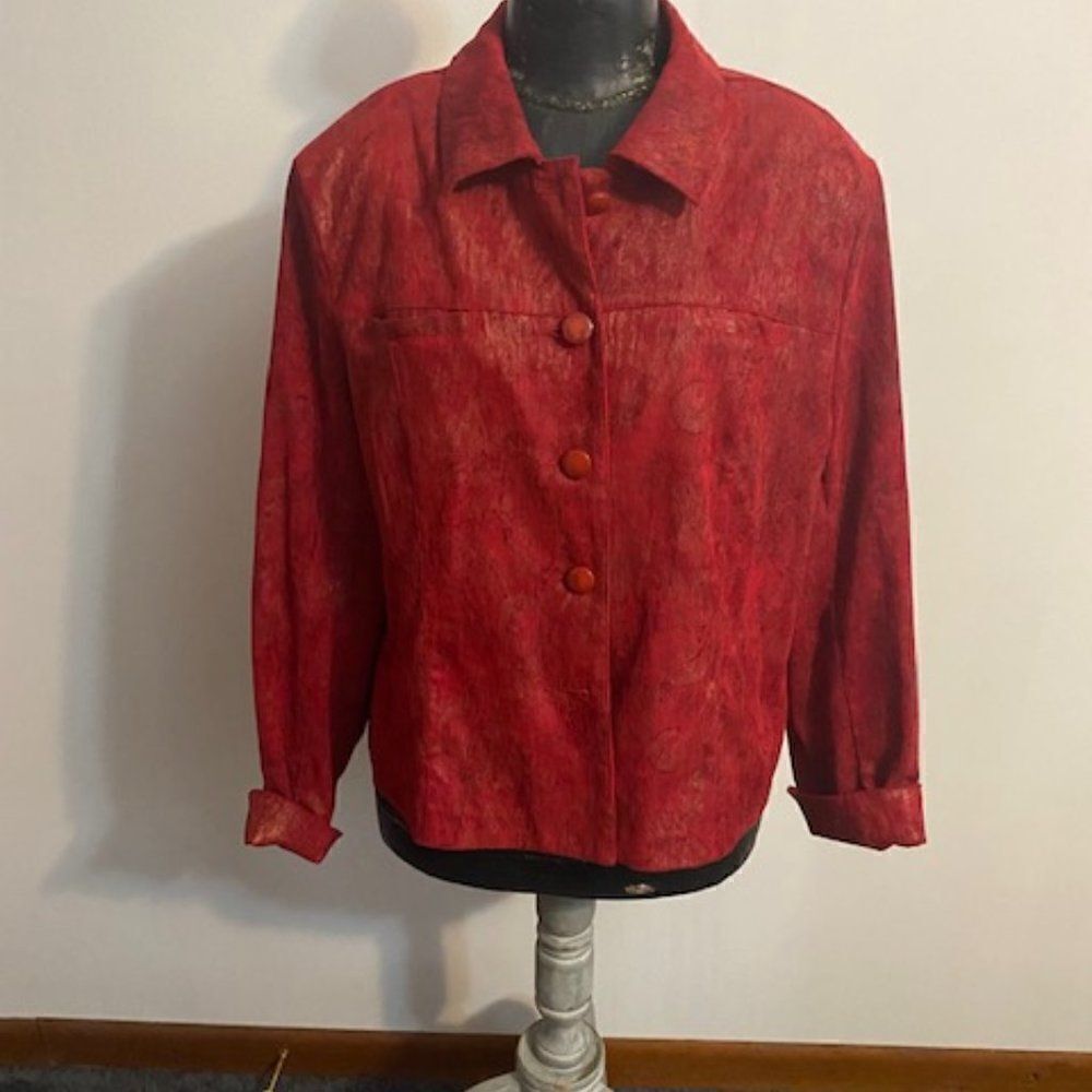 Toni Morgan Red printed blazer, size XL